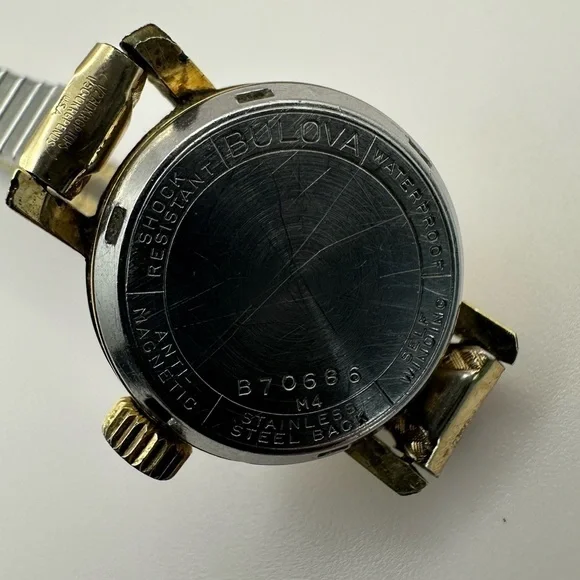 Vintage Bulova Women’s Self-Winding Watch | Two-Tone Stretch Bracelet | Date - Picture 12 of 13